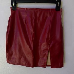 Leather red skirt, runs bigger